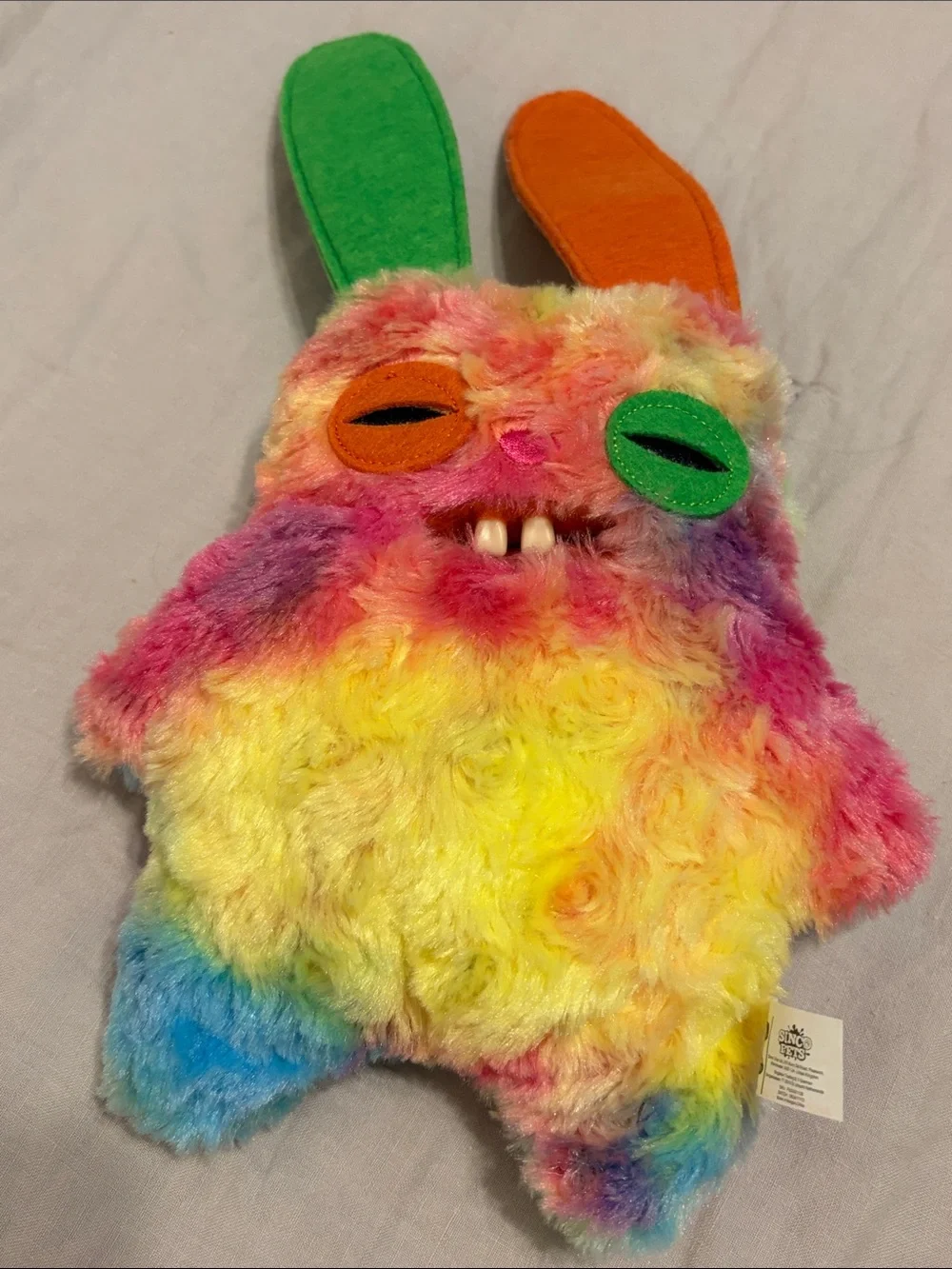 Fuggler Rancid Rabbit Plush dog toy NWOT squeaker crinkle tie dye Funny Ugly